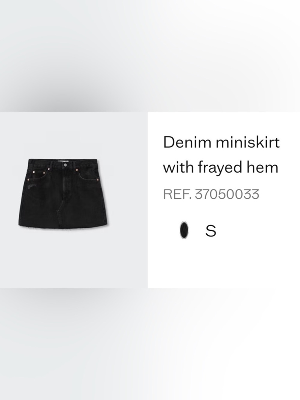 Mango NWOT Black Denim Mini Skirt with frayed hem Size Small